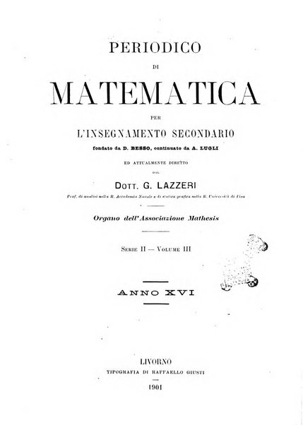 Periodico di matematica per l'insegnamento secondario