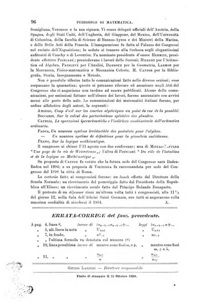 Periodico di matematica per l'insegnamento secondario