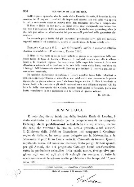 Periodico di matematica per l'insegnamento secondario