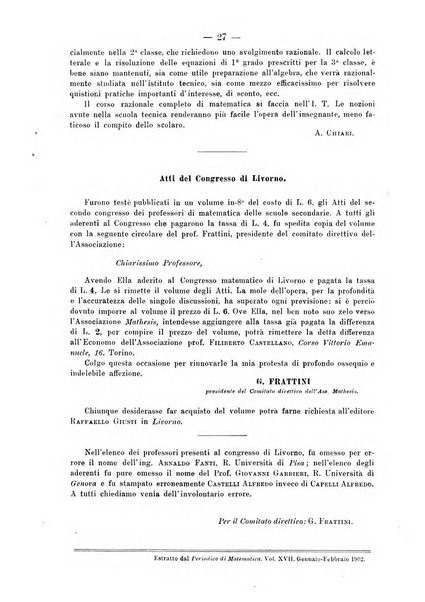 Periodico di matematica per l'insegnamento secondario