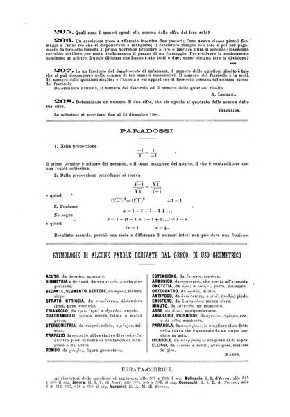 Periodico di matematica per l'insegnamento secondario