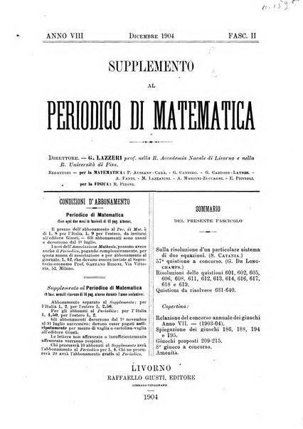 Periodico di matematica per l'insegnamento secondario