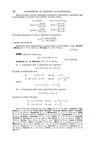 Periodico di matematica per l'insegnamento secondario