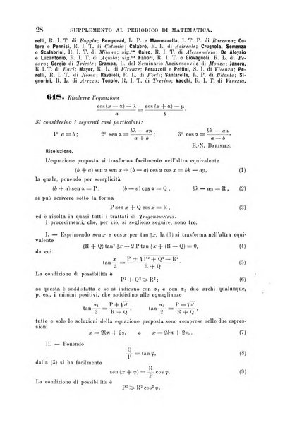 Periodico di matematica per l'insegnamento secondario