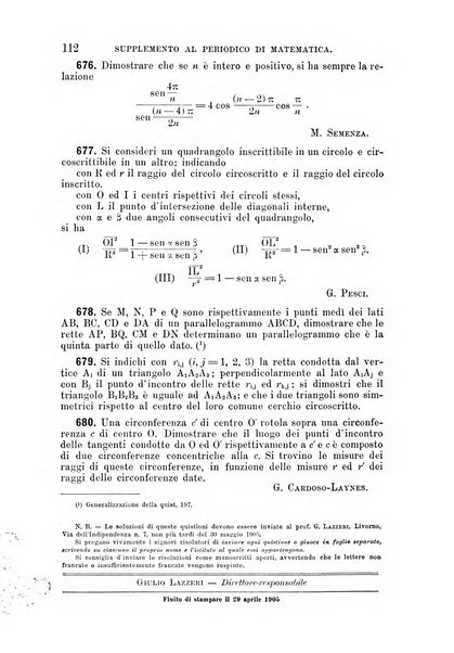 Periodico di matematica per l'insegnamento secondario