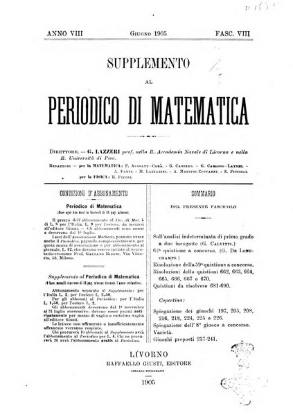 Periodico di matematica per l'insegnamento secondario