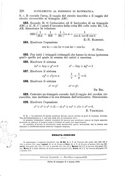 Periodico di matematica per l'insegnamento secondario