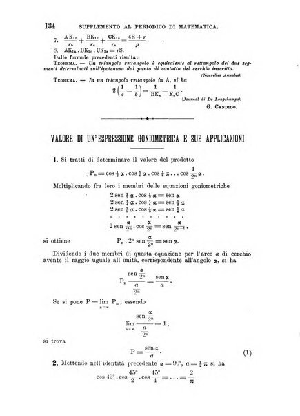 Periodico di matematica per l'insegnamento secondario