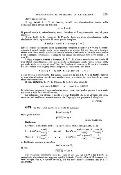 Periodico di matematica per l'insegnamento secondario