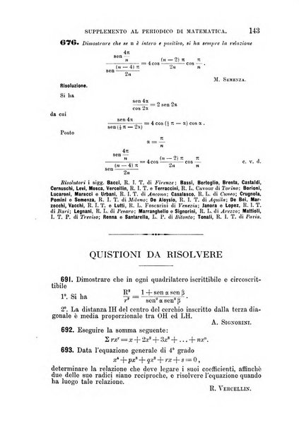 Periodico di matematica per l'insegnamento secondario