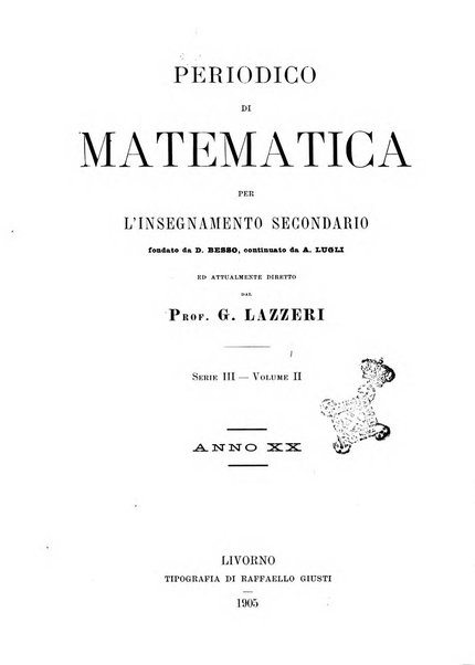 Periodico di matematica per l'insegnamento secondario