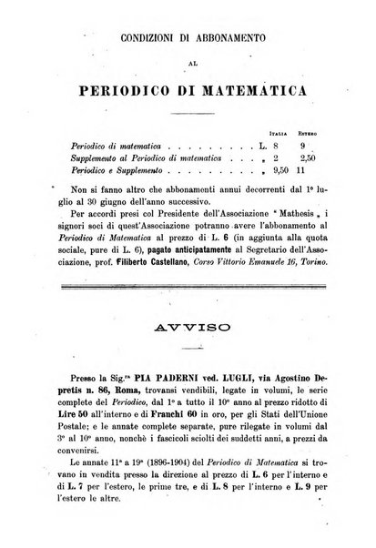 Periodico di matematica per l'insegnamento secondario