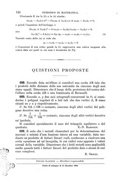 Periodico di matematica per l'insegnamento secondario