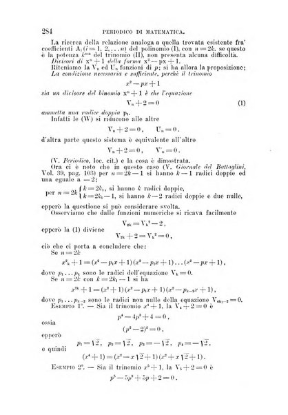 Periodico di matematica per l'insegnamento secondario