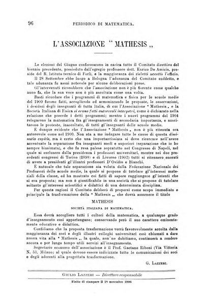 Periodico di matematica per l'insegnamento secondario