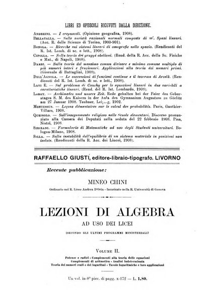 Periodico di matematica per l'insegnamento secondario