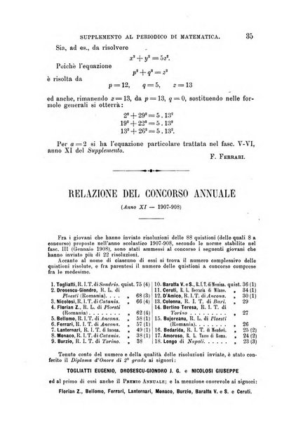 Periodico di matematica per l'insegnamento secondario