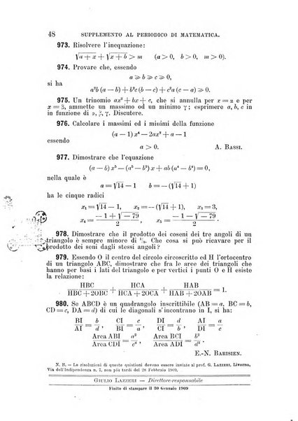 Periodico di matematica per l'insegnamento secondario