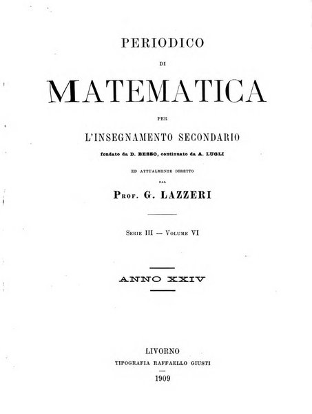 Periodico di matematica per l'insegnamento secondario