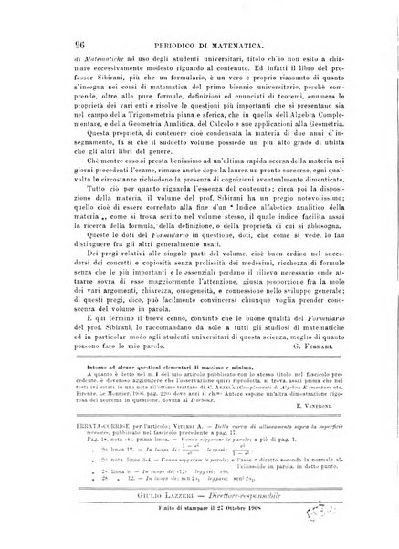 Periodico di matematica per l'insegnamento secondario