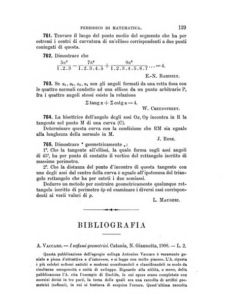 Periodico di matematica per l'insegnamento secondario