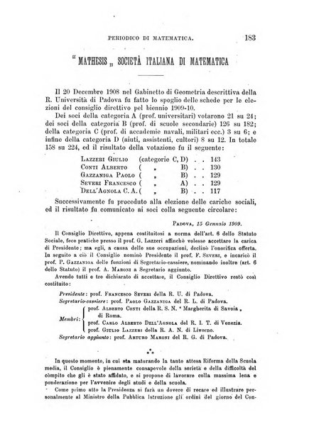 Periodico di matematica per l'insegnamento secondario