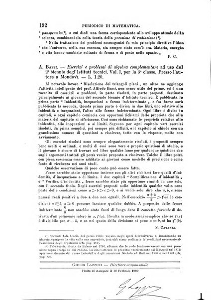 Periodico di matematica per l'insegnamento secondario