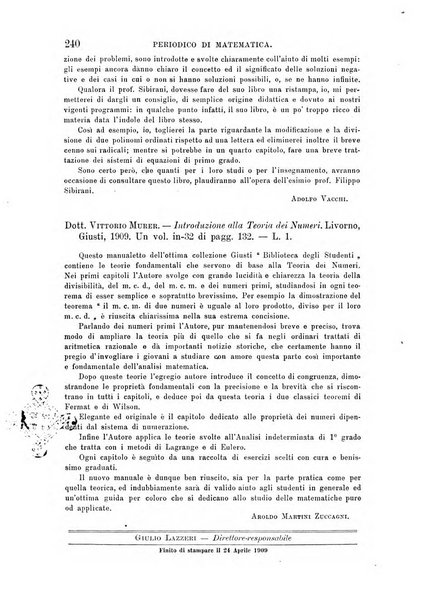 Periodico di matematica per l'insegnamento secondario