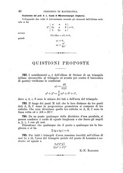 Periodico di matematica per l'insegnamento secondario