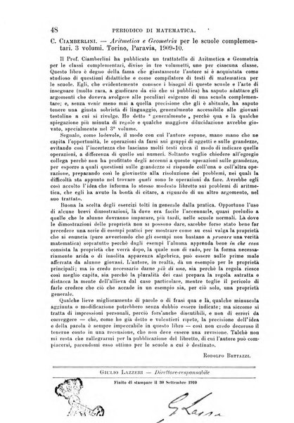 Periodico di matematica per l'insegnamento secondario