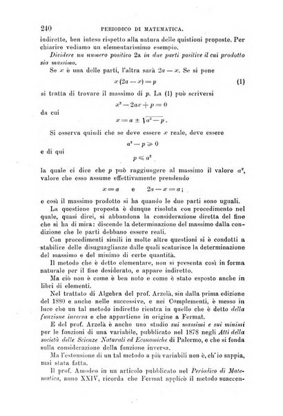 Periodico di matematica per l'insegnamento secondario