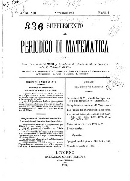 Periodico di matematica per l'insegnamento secondario