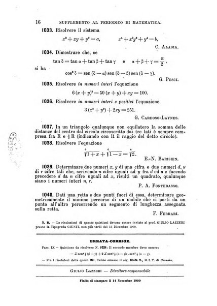 Periodico di matematica per l'insegnamento secondario