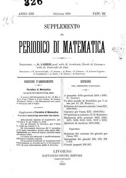 Periodico di matematica per l'insegnamento secondario