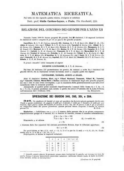 Periodico di matematica per l'insegnamento secondario