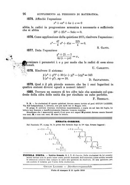 Periodico di matematica per l'insegnamento secondario