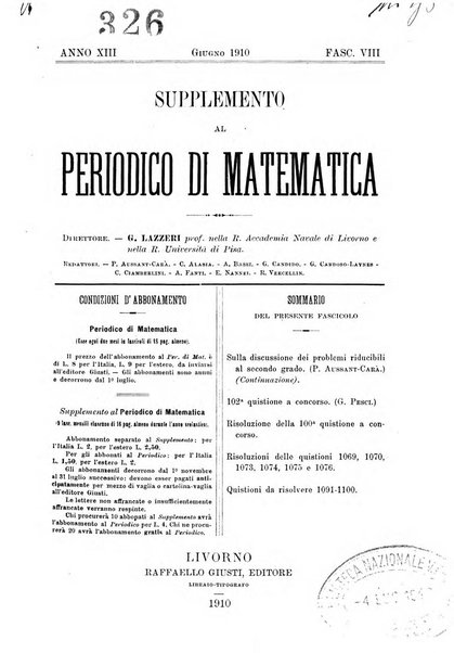 Periodico di matematica per l'insegnamento secondario