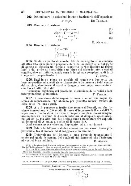 Periodico di matematica per l'insegnamento secondario