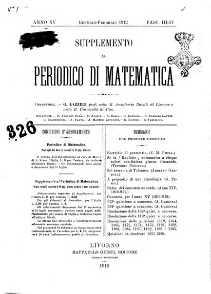 Periodico di matematica per l'insegnamento secondario