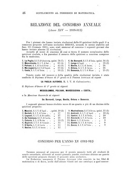 Periodico di matematica per l'insegnamento secondario