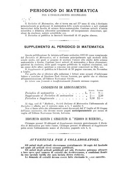 Periodico di matematica per l'insegnamento secondario