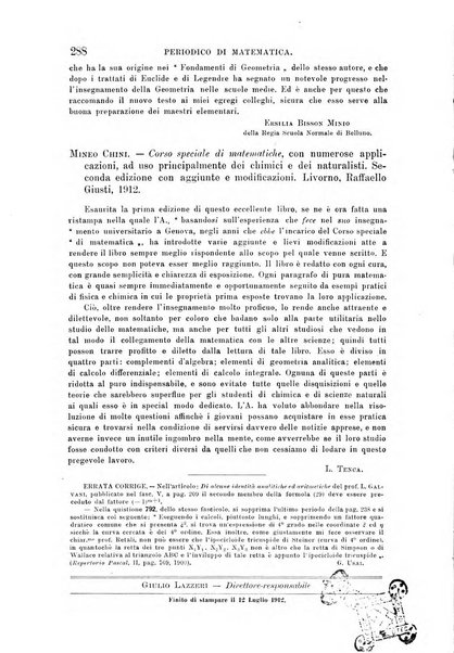 Periodico di matematica per l'insegnamento secondario