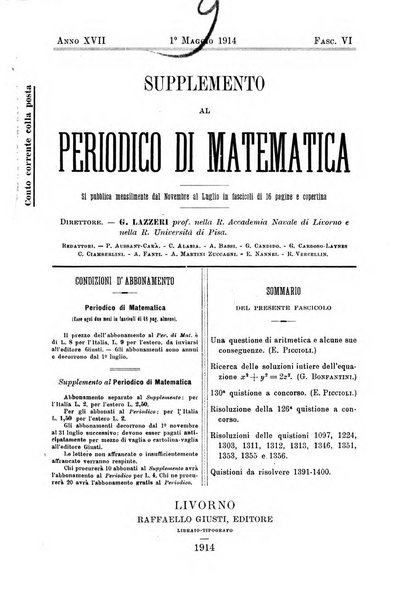 Periodico di matematica per l'insegnamento secondario