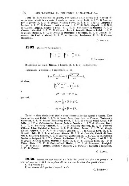 Periodico di matematica per l'insegnamento secondario