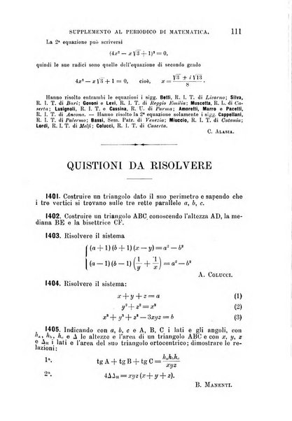 Periodico di matematica per l'insegnamento secondario