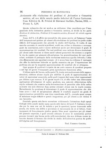 Periodico di matematica per l'insegnamento secondario