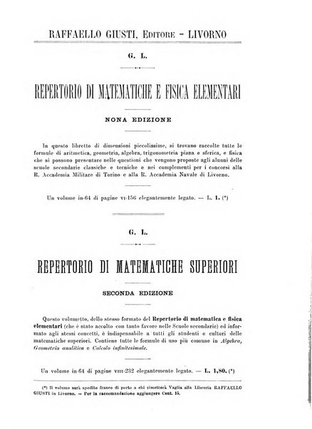 Periodico di matematica per l'insegnamento secondario