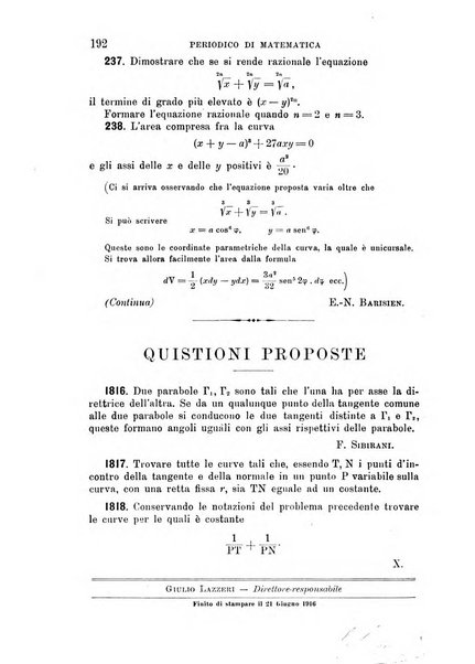 Periodico di matematica per l'insegnamento secondario