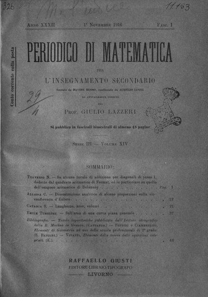 Periodico di matematica per l'insegnamento secondario