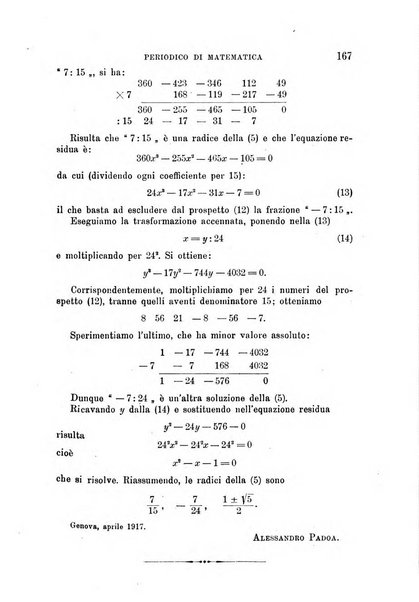 Periodico di matematica per l'insegnamento secondario